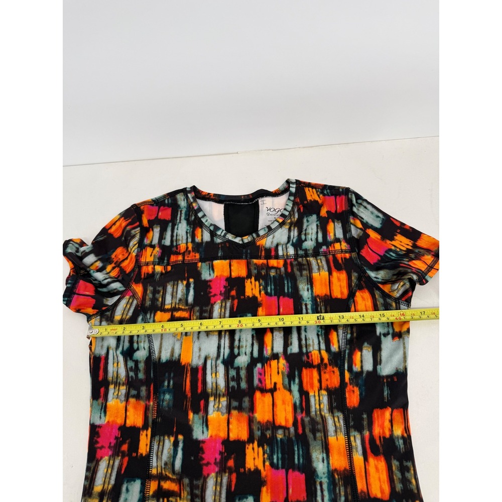 Vogo Athletica Womens Abstract Print Activewear Tee‎ Mesh Back Orange Pink Sz S - Picture 5 of 8